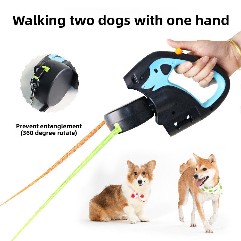 Twin Tail Duo anti-tangle, retractable Dog Leash